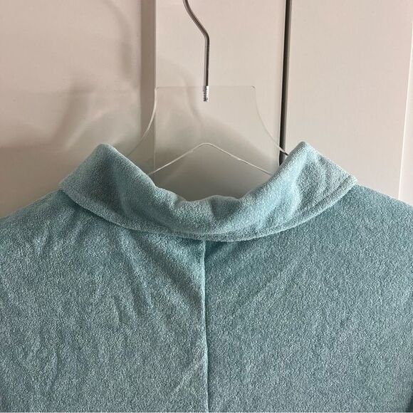 Andie Swim The Cropped Button Up Swim Coverup Terry Shirt Cabana Blue Size S NWT - Picture 10 of 12